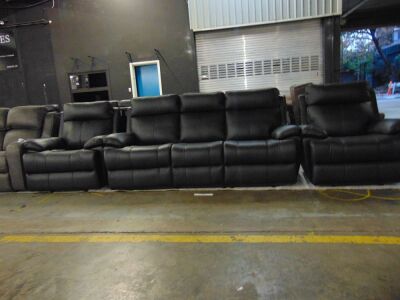 Hailebury Leather 3 Seater 3Serer+Er+Er/ Lea - Black