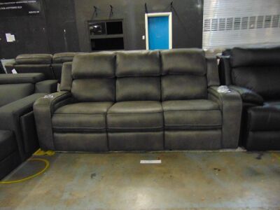 Bradford Fabric 3 Seater Recliner Lounge- Gry