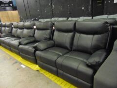 Dusty Leather 3 Seater +Two Seater Electric Recliner + Single Seater Recliner - Black - 2