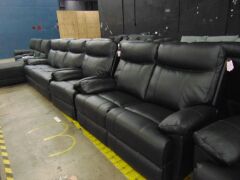 Dusty Leather 3 Seater +Two Seater Electric Recliner + Single Seater Recliner - Black - 2