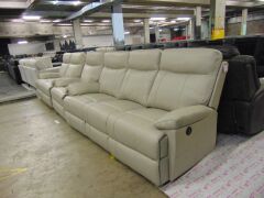 Dusty Leather Lounge Setting- Including 3 Seater Recliner+ 2 Seater Recliner And One Single Seater Recliner - Light Grey - 2