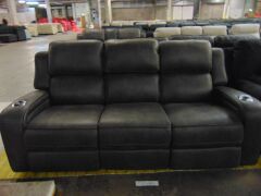 Bradford Fabric 3 Seater Recliner Lounge- Gry