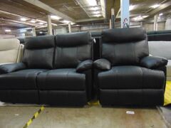 Dusty Leather Two Seater Electric Recliner + Single Seater Recliner - Black - 2