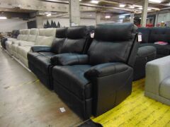 Dusty Leather Two Seater Electric Recliner + Single Seater Recliner - Black - 3
