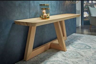 GUADIANA Console Table - 200X48X75 SOLID OAK/NATURAL - RRP $1,990