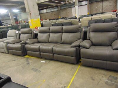 HAILEBURY Leather 3 SEATER RECLINER Lounge + 2 SINGLE SEATER RECLINERS *GRAPH (SP)