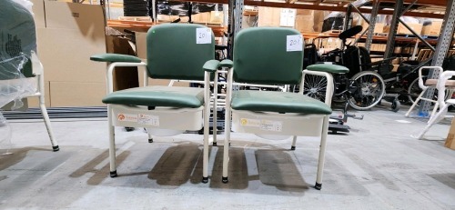 Bundle of 2 x Bedside Commode's Deluxe Padded - Slate Green - Approx RRP $ 799