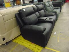 KOKO (ISOFA) 2 seater Leather recliner Lounge - BLACK - 2