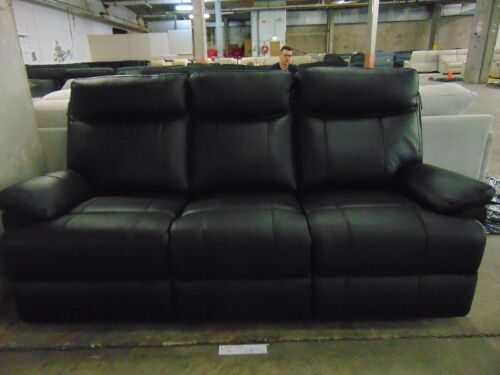 Dusty Leather 3 Seater Recliner - Black Sp