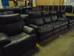 Hailebury Leather 3 Seater Recliner Lounge + 2 Single Seater Recliners - Graph (Sp) - 2