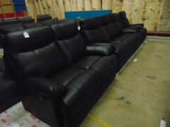 Dusty Leather 3 Seater +Two Seater Electric Recliner + Single Seater Recliner - Black - 2