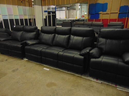 Dusty Leather 3 Seater +Two Seater Electric Recliner + Single Seater Recliner - Black