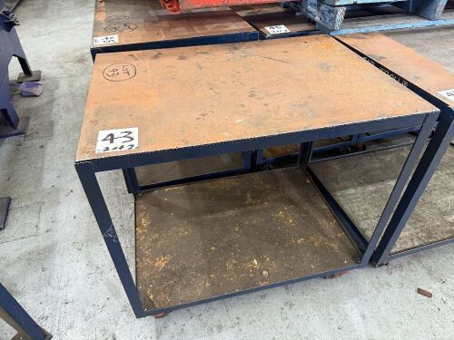 2 of Heavy Duty Steel Frame Mobile Workbenches, both 1020 x 720mm