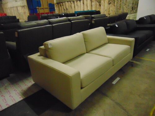 Crawford Leather Sofabed Lounge - Pearl