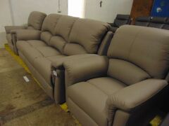 Dove 3 Seater Leather Recliner Lounge With Two Single Seater Recliners - Villa Lth - 2