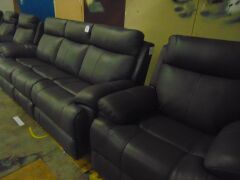 Hailebury Leather 3 Seater Recliner Lounge + 2 Single Seater Recliners - Graph (Sp) - 2