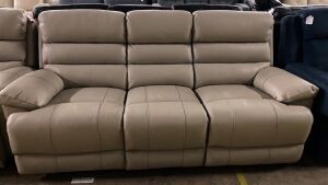 RANDOLF Leather 3 Seater with 2 Single Seater Reclining sofa - Light GREY - 2