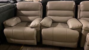 RANDOLF Leather 3 Seater with 2 Single Seater Reclining sofa - Light GREY - 3