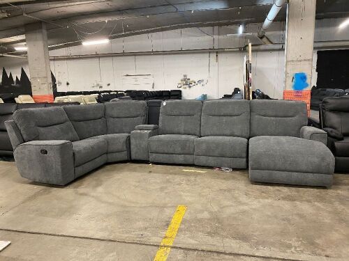 Munroe 5 - Seater Fabric Modular Sofa With Chaise Right Hand Facing Grey