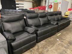 Dusty Leather 3 Seater +Two Seater Electric Recliner + Single Seater Recliner - Black
