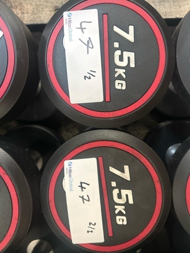 NEW - World Gym Fixed Urethane Dumbbell 7.5kg, Pair