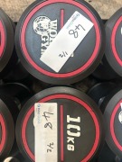 NEW - World Gym Fixed Urethane Dumbbell 10kg, Pair