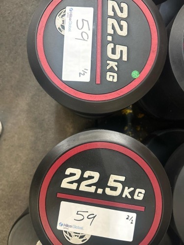 NEW - World Gym Fixed Urethane Dumbbell 22.5kg, Pair