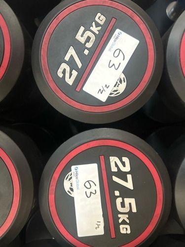 NEW - World Gym Fixed Urethane Dumbbell 27.5kg, Pair