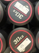 NEW - World Gym Fixed Urethane Dumbbell 30kg, Pair