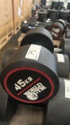 NEW - World Gym Fixed Urethane Dumbbell 45kg, Pair