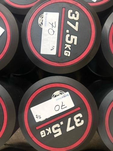NEW - World Gym Fixed Urethane Dumbbell 37.5kg, Pair