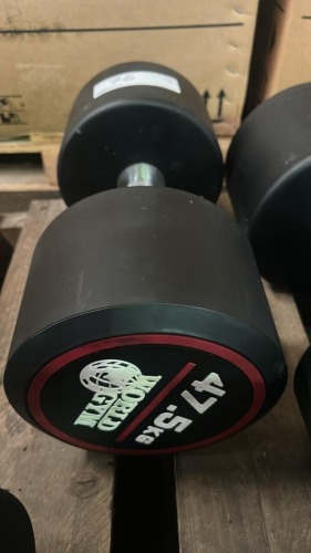 NEW - World Gym Fixed Urethane Dumbbell 47.5kg, Pair