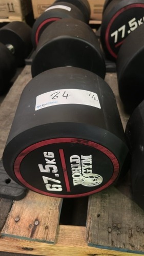NEW - World Gym Fixed Urethene Dumbbell 67.5kg, Pair