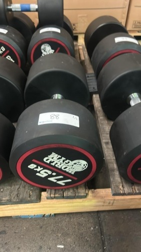 NEW - World Gym Fixed Urethane Dumbbell 77.5kg, Pair