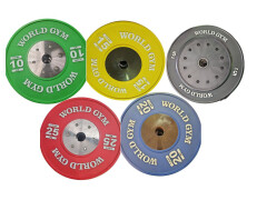 NEW - World Gym Set of 10x Weight Bumper Plate Inc. 25,20,15,10,5 Kilo Plates