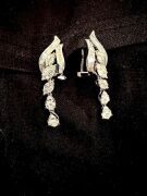 18ct white gold drop pierced earrings, polished finish