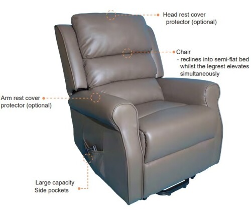NEW - Innova Aid Recliner lift chair single motor - Mushroom - F-SE542-49