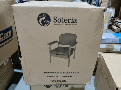 NEW - Soteria Deluxe Padded Bedside Commode - Champagne