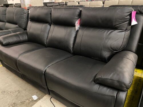 Koko (Isofa) 3 Seater Leather Lounge - Black