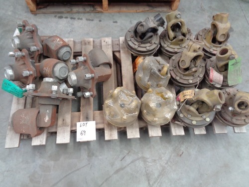 Pallet of Tractor Safety Slip Clutch for PTO Slasher, 4 x Axle Assy Steering Knuckle and More