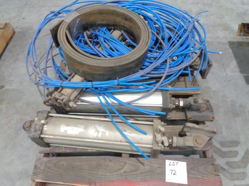 Pallet of Pneumatic Cylinders and Plastic Pneumatic Pipe with Fittings