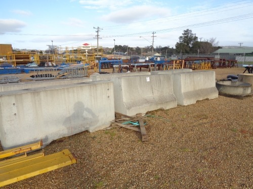 6 Precast Concrete Road Barriers & 3 Concrete Pipe Sections