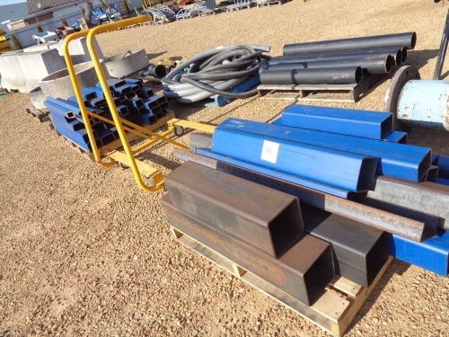 2 Pallets Steel Tubes and Yellow Trolley
