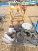 Yellow Steel Frame and Pallet of Rubber Press Wheels and Hubs