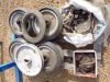Yellow Steel Frame and Pallet of Rubber Press Wheels and Hubs - 2
