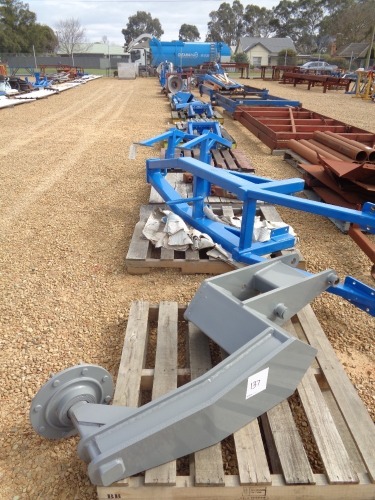 17 Pallets Assorted Blue Fabricated Steel Frames, Rims & Machine Parts