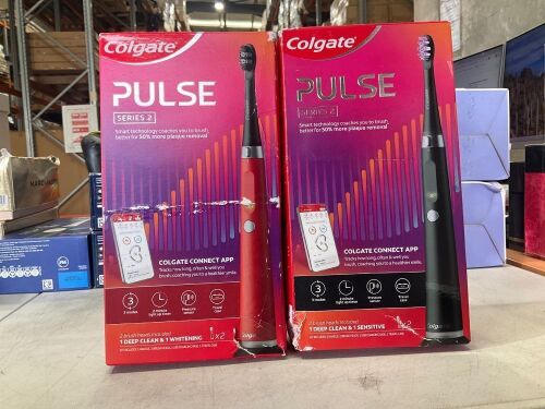 2x Colgate Power Toothbrush Series 2 Pulse Deep Clean & Sensitive