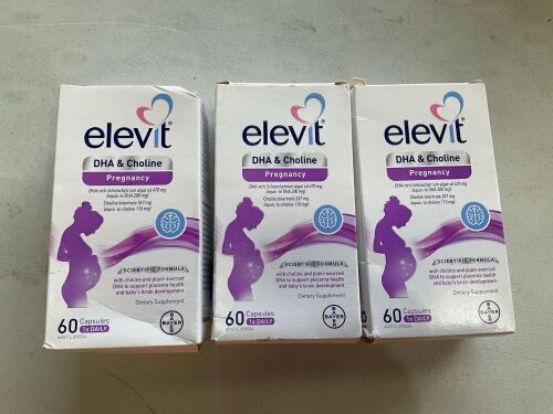 3x Elevit DHA + Choline Pregnancy 60 Capsules