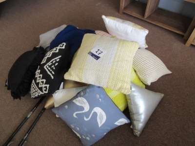 15 x Assorted Cushions & Throw Rugs