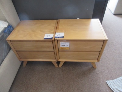 2 x Retro Timber Bedside Tables